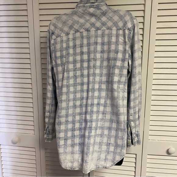Aeropostale Oversized Boyfriend Button Down Plaid Shirt Distressed SZ SM - Picture 3 of 5